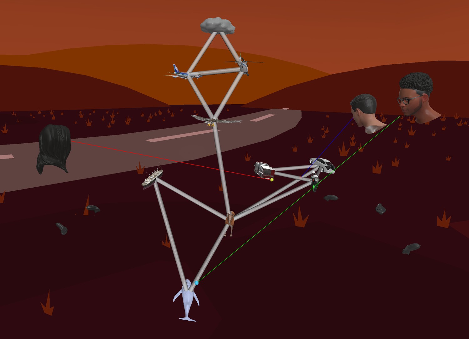 Multi-person VR semantic network task